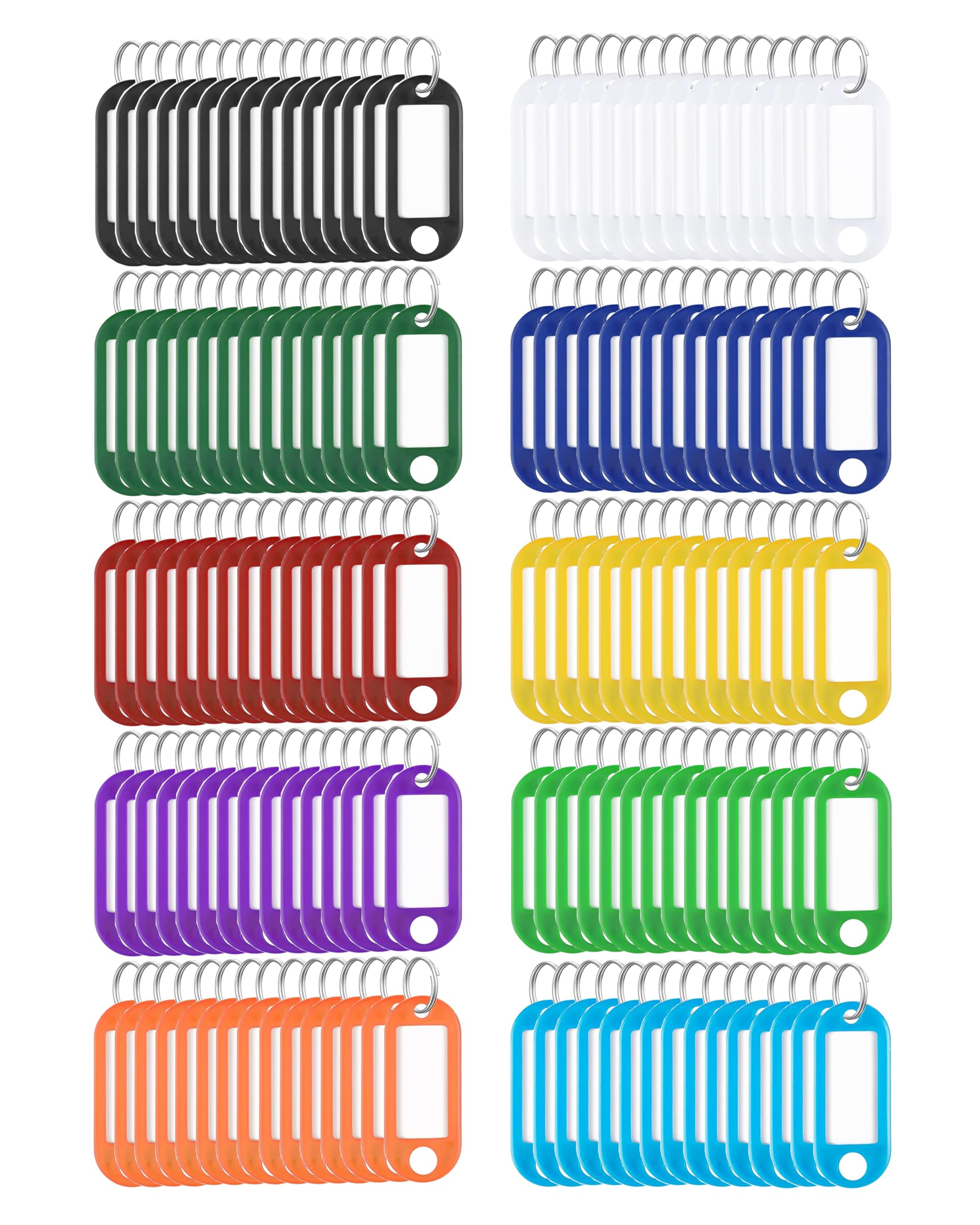 150 étiquettes Porte-clés En Plastique – 10 Couleurs, Avec Fenêtre Et Anneau, Pour Clés, Bagages, Animaux