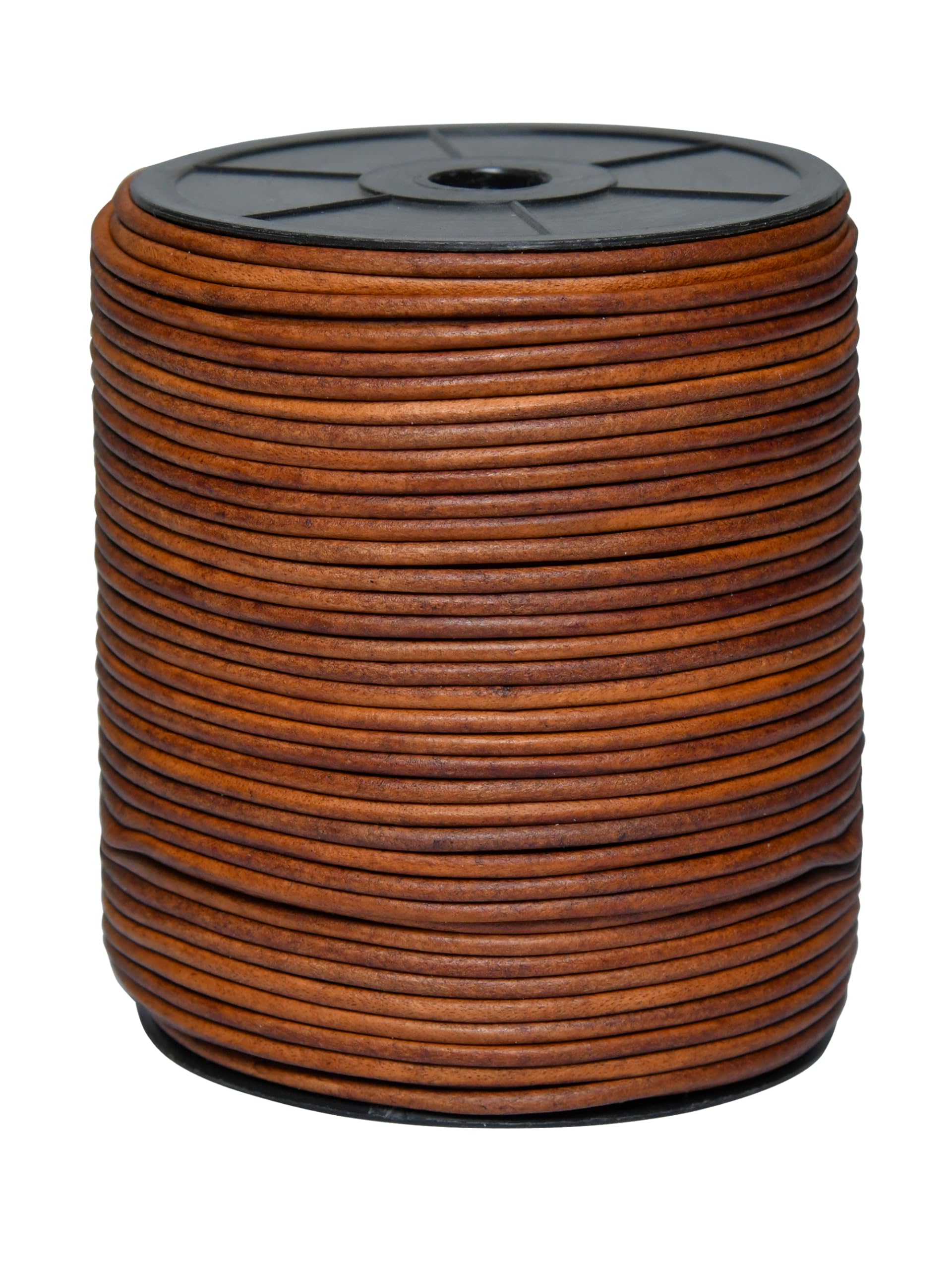 Cords Essentials Distressed Saddle Round Genuine Leather String Cord, Rope For Jewelry Making, Necklaces, Bracelets, Kumihimo Braiding, Wraps, Crafts And Hobby Projects (, 3.0 Mm)