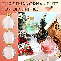 Vista 4 de Jinei 30 botellas de plástico con forma de bola de 6 onzas, botellas esféricas de plástico transparente para poción, bolas de adorno de cóctel