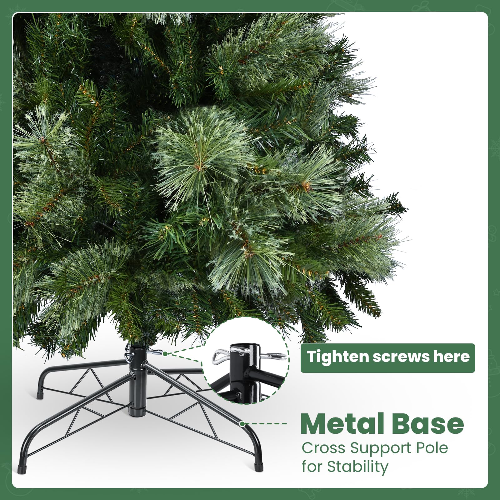 YEAUPE PRO Sapin de Noël Artificiel en PVC 160cm avec 800 Pointes, 3 Parties pour Montage Facile, Compact, Support Métallique