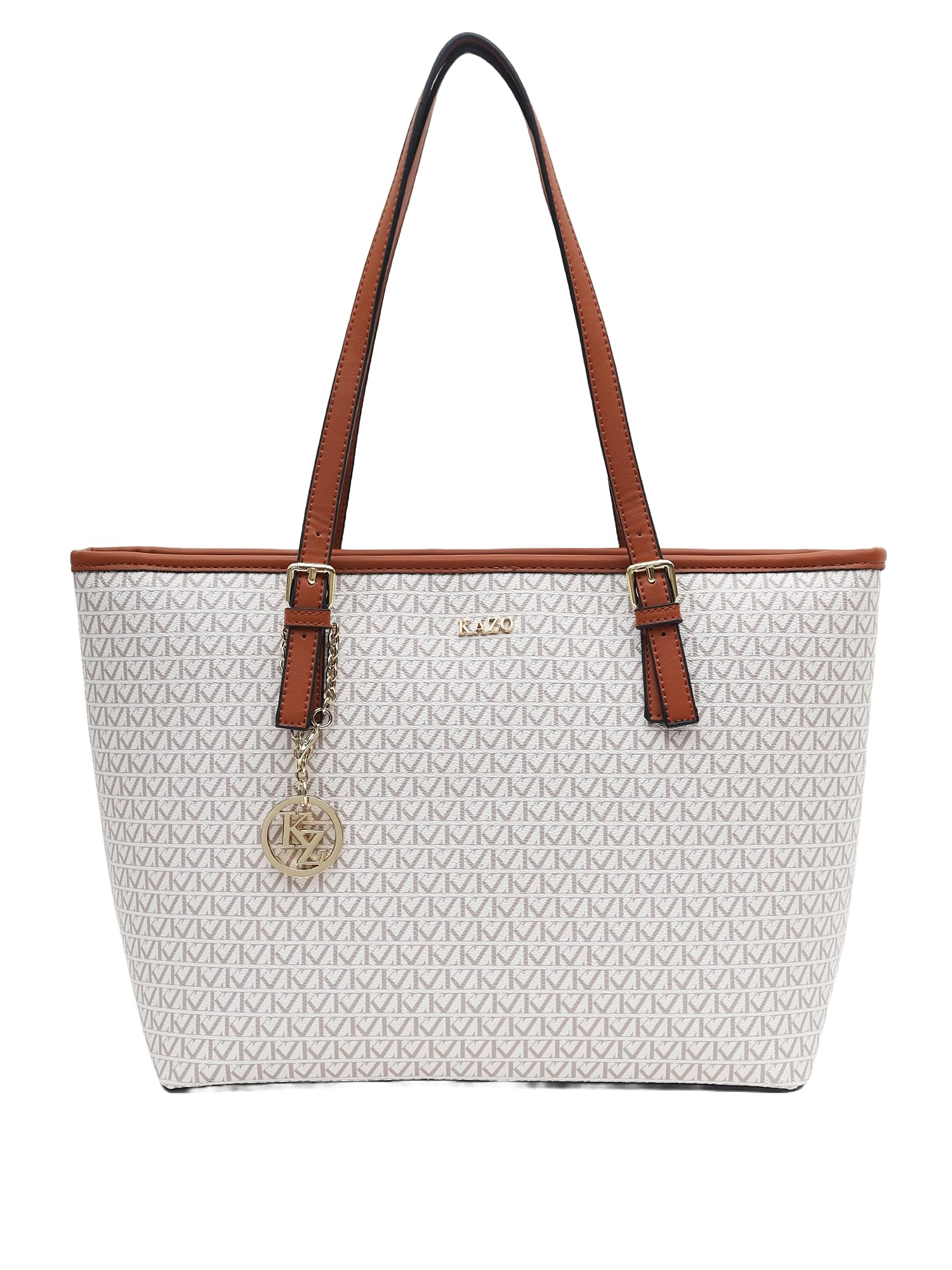 kazo Signature Women’s Tote Bag | Premium Faux Leather Handbag with All-Over Branding | Spacious Luxury Shopper with Dual Handles-picture-16