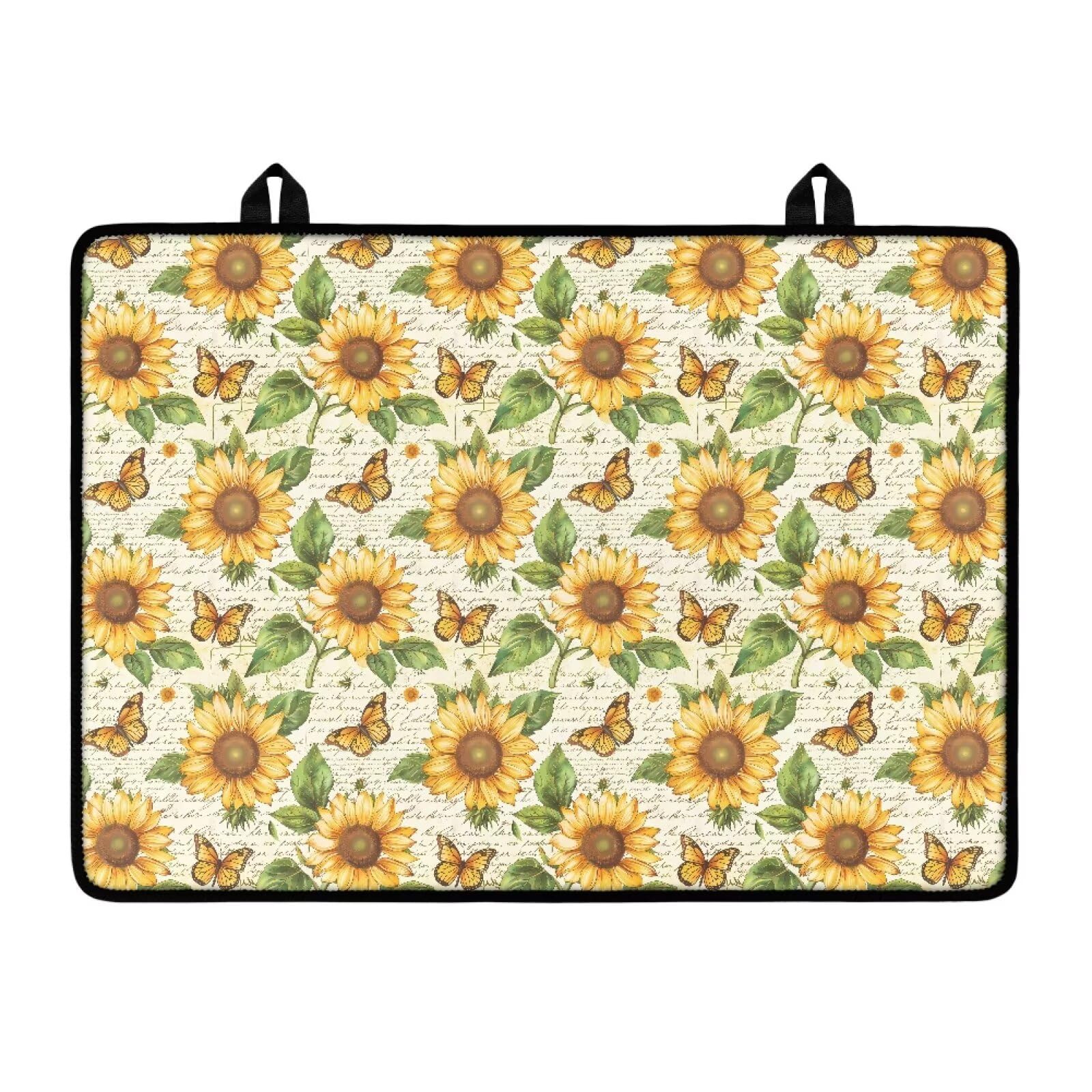 Sunflower Butterfly Stove Top Cover for Electric Stove, Glass Ceramic Stove Top, Heat Resistant Cooktop Cover Dish Drying Mats