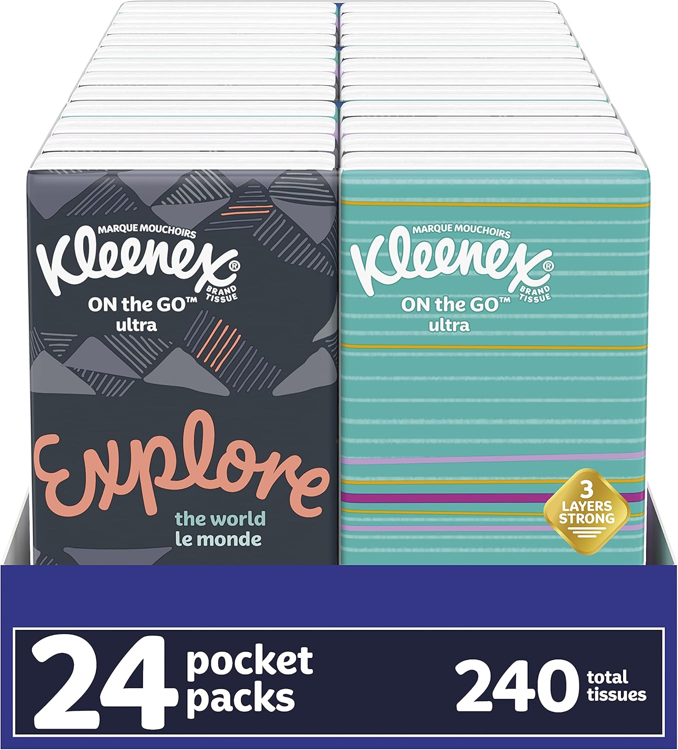 Kleenex On-The-Go Packs Facial Tissues, 10 Count (Pack of 72) : Health & Household