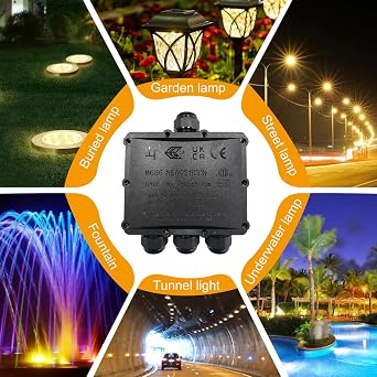 Waterproof Junction Box - IP68 4 Way M25 Large Outdoor Electrical Box for 4-14mm Cables, Big Waterproof Wire Connector for Multi Cable Garden Underground and Exterior Wiring