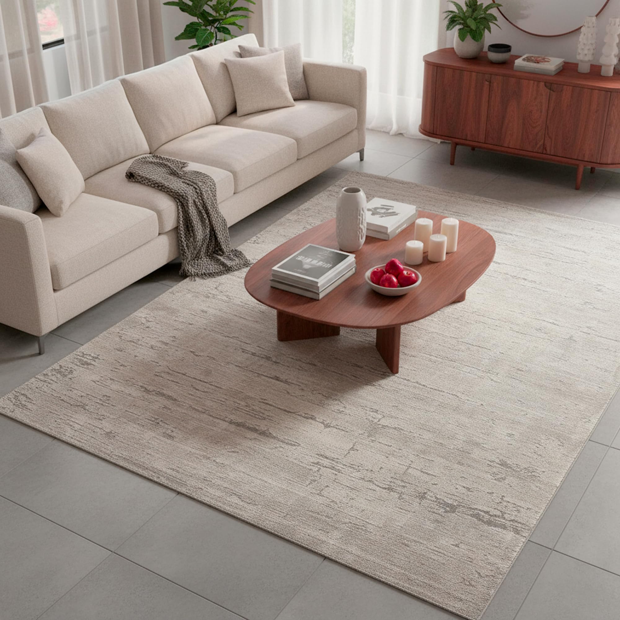 TESSO LIVING Alfombra de Pasillo Pelo Medio 80x150cm Gris Claro Suave Oeko-Tex Antideslizante Salón Dormitorio Pasillo Diseño Belga