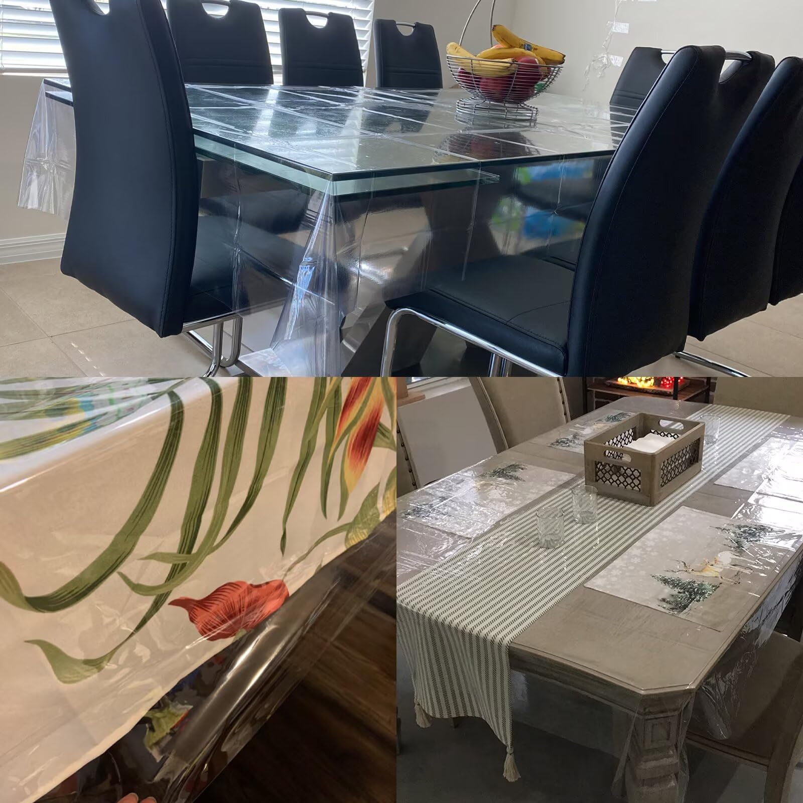 140x220cm Tovaglia Trasparente Plastificata, Tovaglia Antimacchia, Pellicola Trasparente per Tavolo, Tovaglia PVC Lavabile, Proteggi Tavolo Trasparente, Copri Tavolo Cucina
