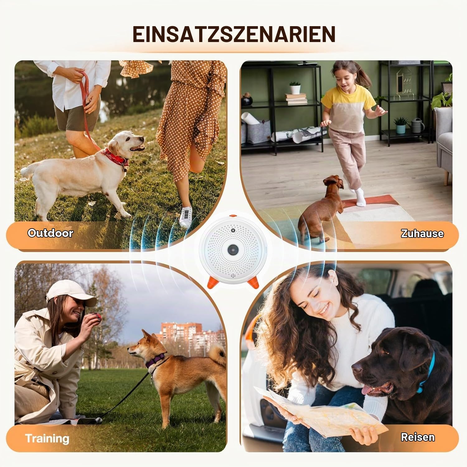 Anti Bellen Gerät, Ultraschall Anti-Bell-Gerät mit 33ft, Automatisch Antibell für Hunde, Wiederaufladbares& Wasserdichtes Hund Ultraschall Anti Bellgerät für Große KleineHunde Innen Außenbereich