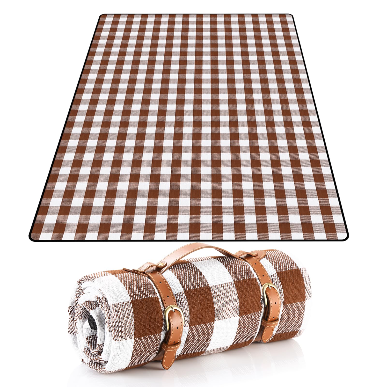 LIYUABU Coperta da picnic, 150 x 200 cm, marrone, impermeabile, portatile, extra grande, isolata con maniglia, perfetta per picnic, attività all'aperto, campeggio, spiaggia, parco
