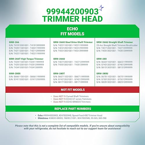 Miniatura 3 de BlueStars 99944200903 Cabezal de recortadora de velocidad 450 - Compatible con Echo SRM-266 SRM-266S SRM-266T SRM-266U SRM-280 SRM-280S SRM-280T