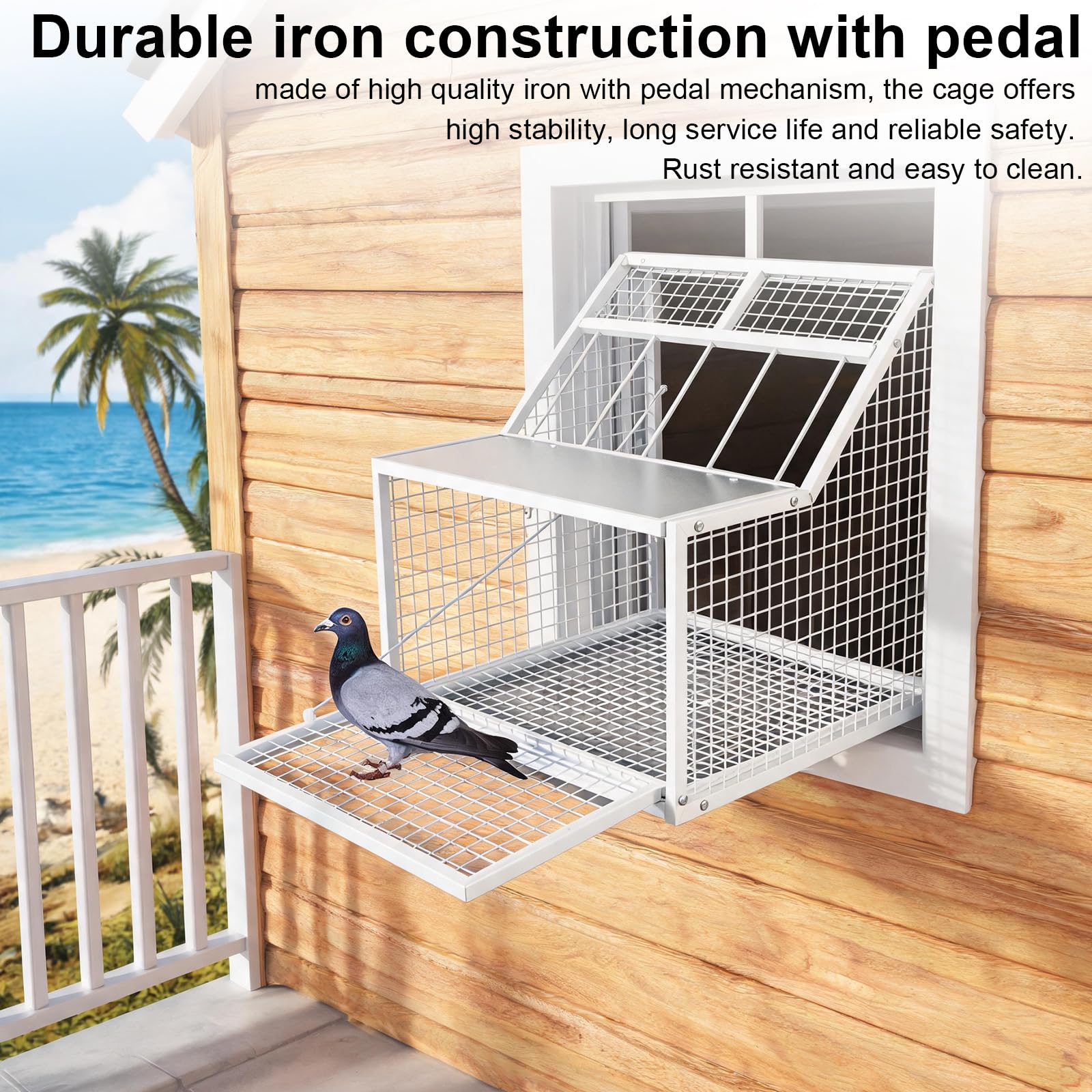 Jaula Plegable para Palomas, Jaula MetáLica con 4 Entradas Y Trampilla ExtraíBle para Palomas Loros Periquitos Y Otras Aves Ideal para JardíN BalcóN O Patio Medidas 54 X 47 X 50 Cm