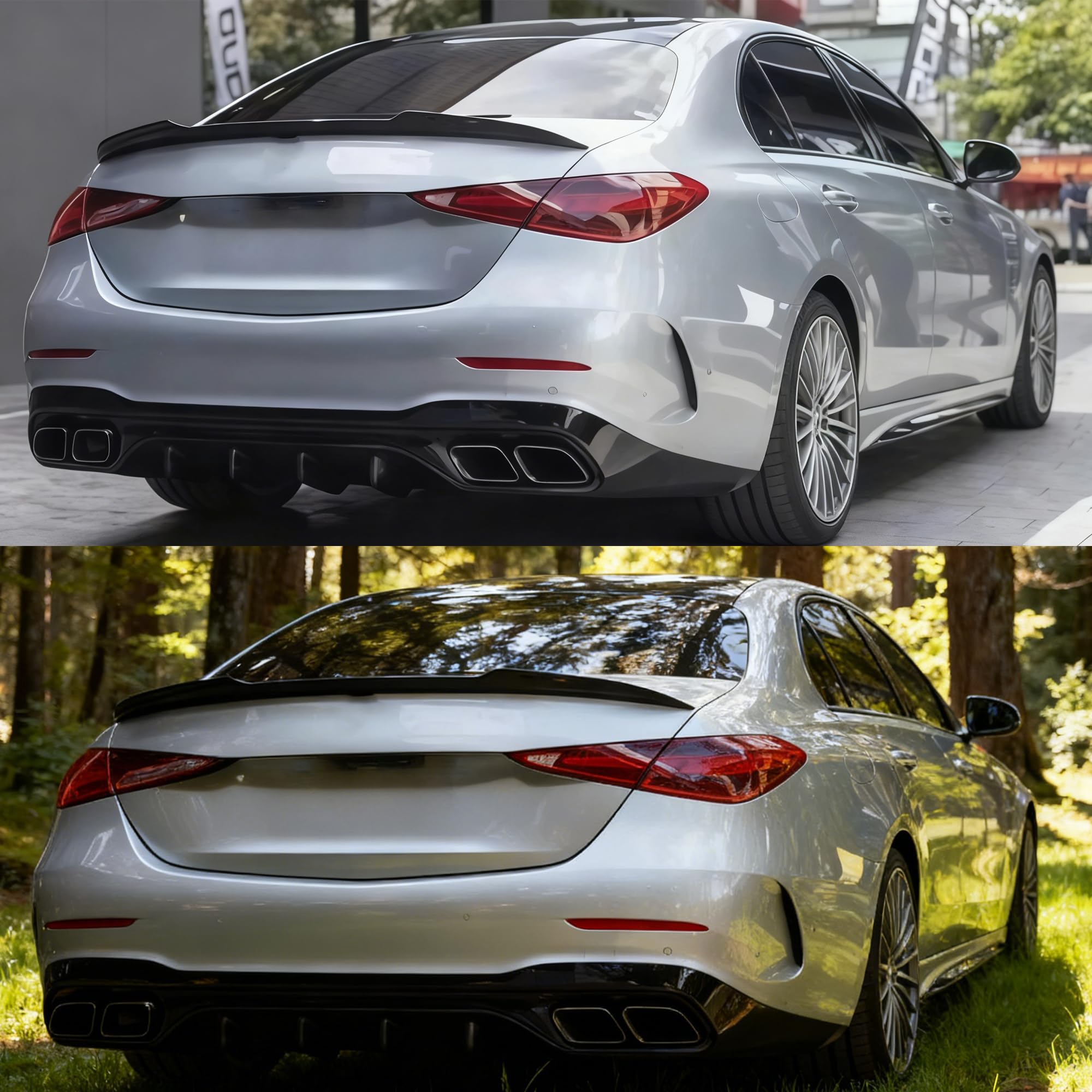 MUTUSAISI Aileron becquet arrière pour Mercedes Benz Classe C W206 2022-2025 C200/ C220/ C300/ C400/ AMG C43/ C63,Noir Brillant de Coffre Spoiler de Course Accessoires