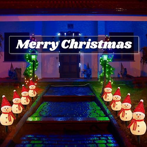 Miniatura 10 de 4 luces solares de muñeco de nieve de Navidad para jardín, luces solares de Papá Noel, decoración de patio de Navidad, luces solares de muñeco de