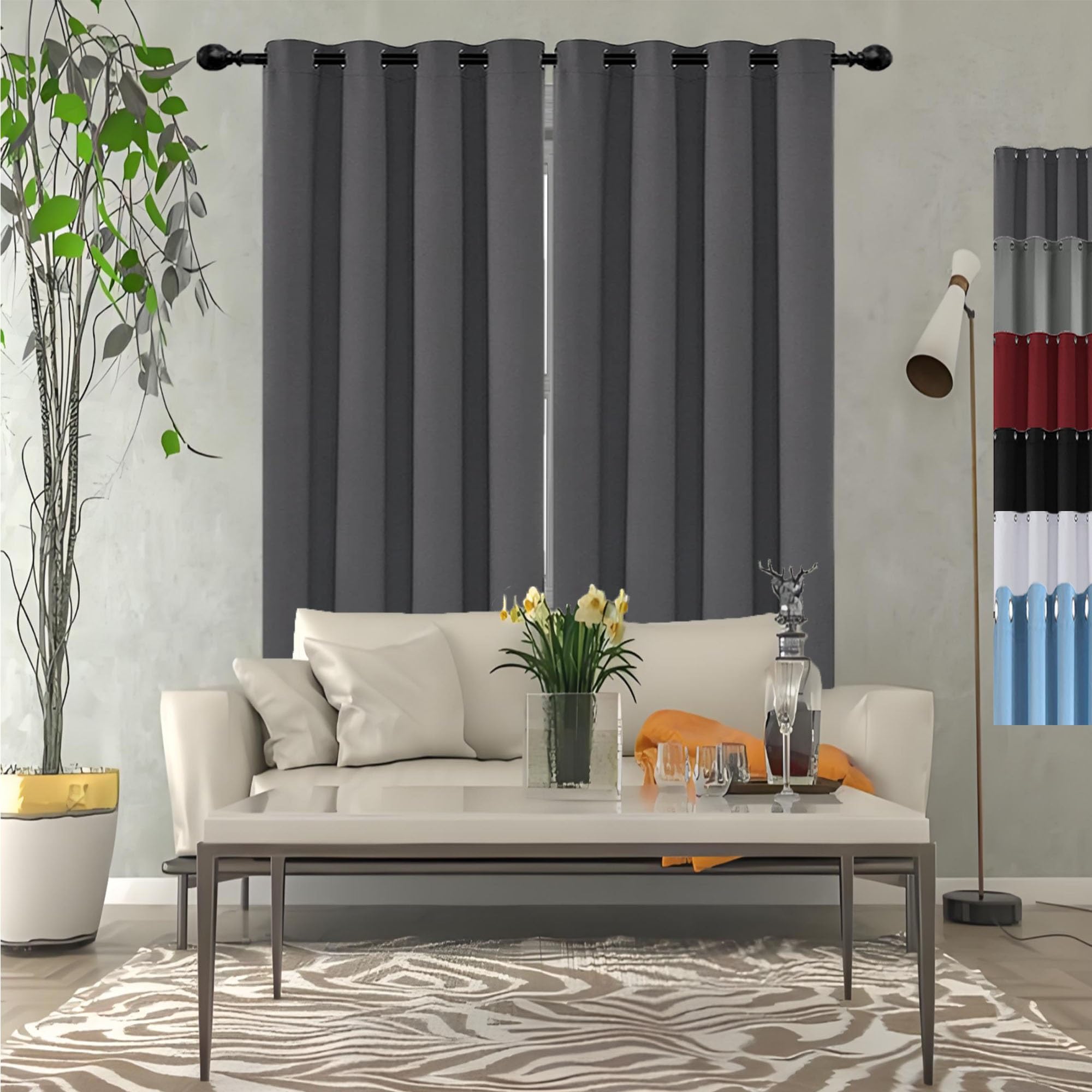 GOUSUN Thermal Curtains 130 x 140 cm Home Decorative Door Curtain Bedroom Thermal Insulated Curtains Window Home Fashion Decor for Bedroom,1 Panels, Dark Grey