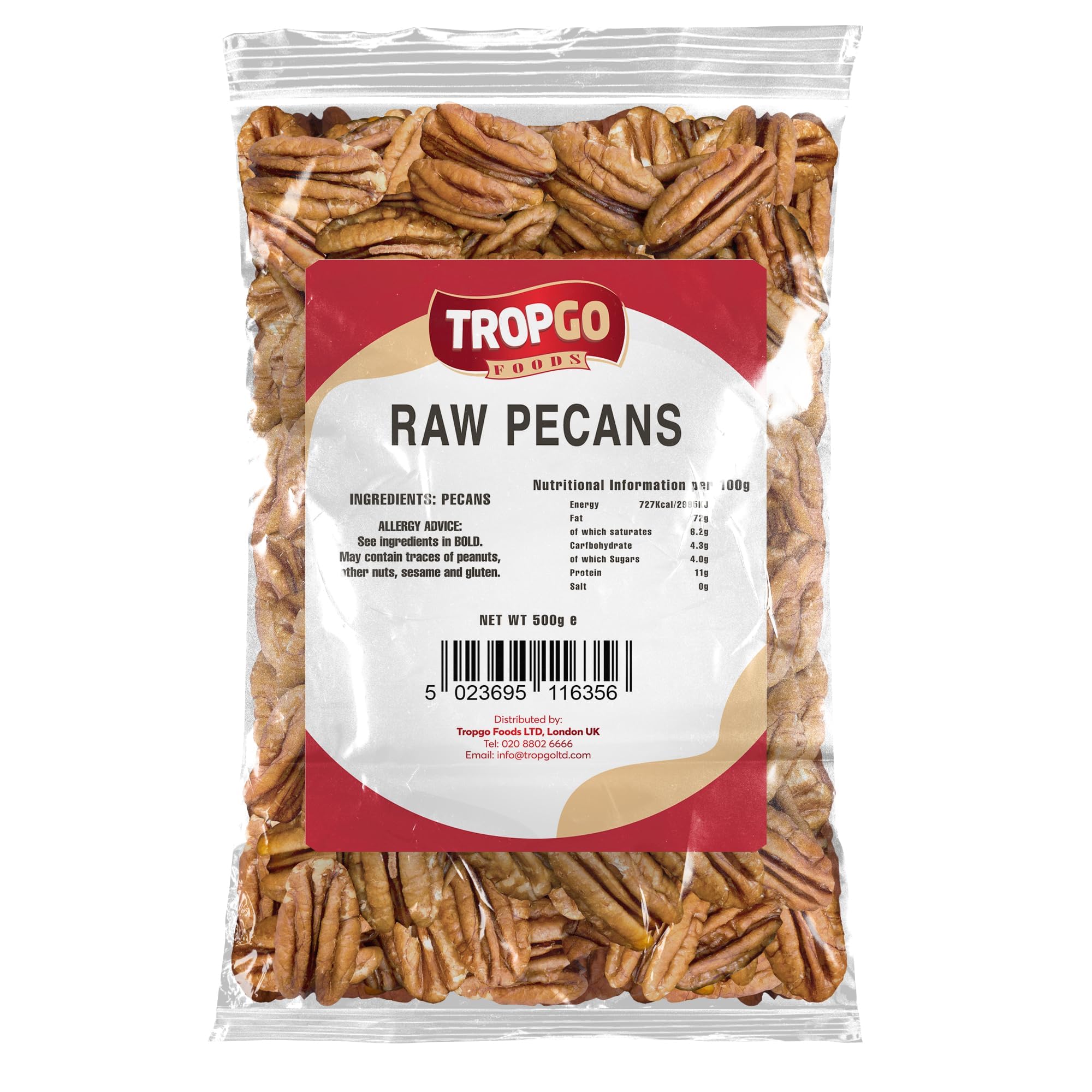 – Raw Pecan Nuts - Fresh Whole Food Pecan Snack - High Fibre and Protein Rich Food Snack - Guilt Free Unsalted Nuts - Healthy Vegan Snack for All Ages (500g)