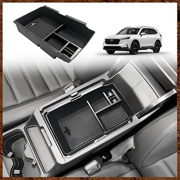 Muslogy Center Console Organizer with Coin Holder Compatible with Honda CRV & CRV Hybrid 2023 2024 2025 2026 LX EX Sport EX-L Sport Touring Hybrid Accessories Black