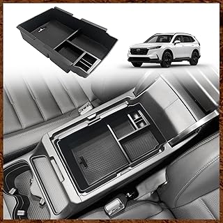 Center Console Organizer with Coin Holder Compatible with Honda CRV & CRV Hybrid 2023 2024 2025 LX EX Sport EX-L Sport Touring Hybrid Accessories (Black)