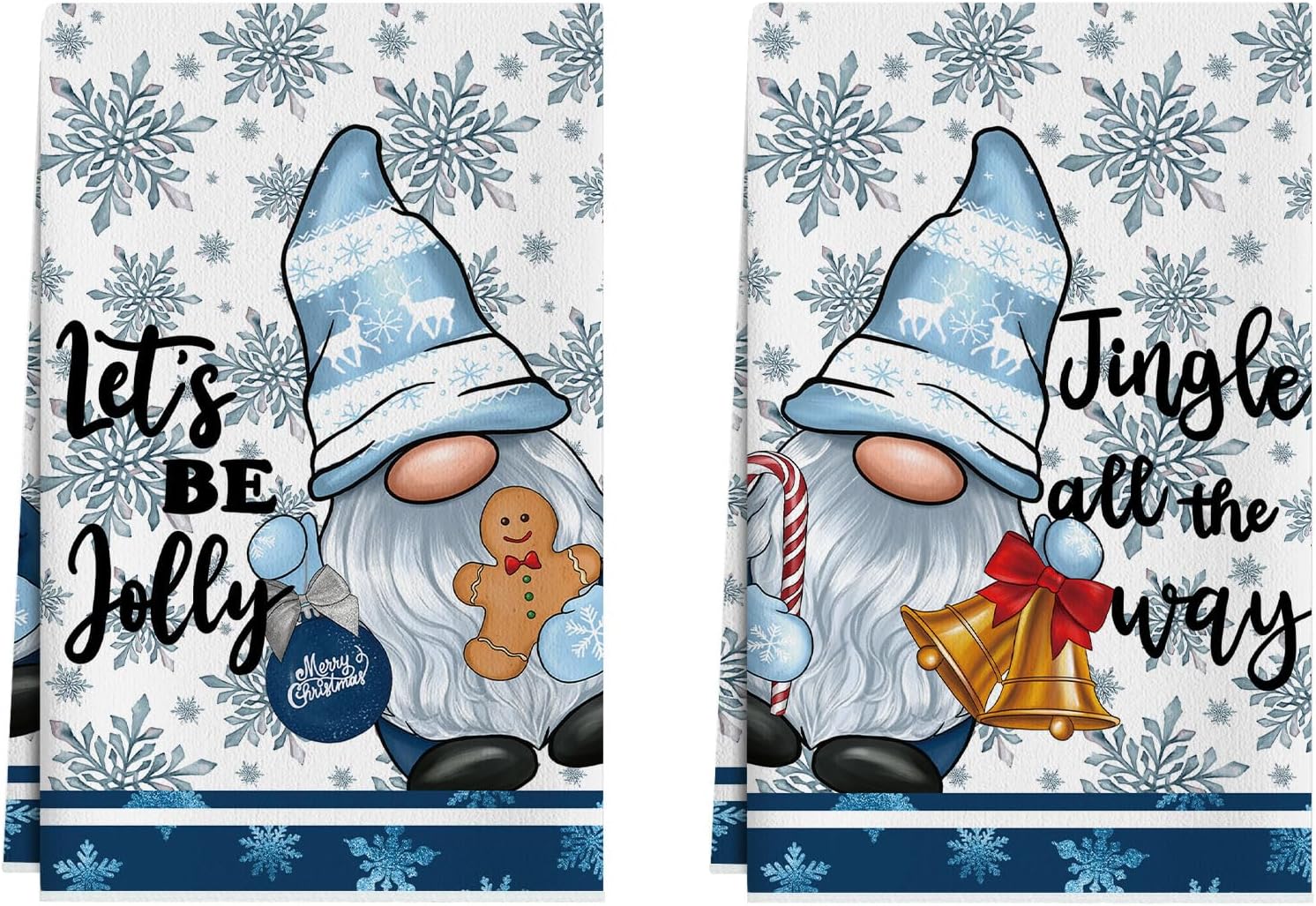 XCHI Gnomes Snowflakes Christmas Kitchen Towels Winter Dish Towels 18x26 Inch Xmas Home Kitchen Decorations Hand Towels Set of 2 Drying Dishcloth