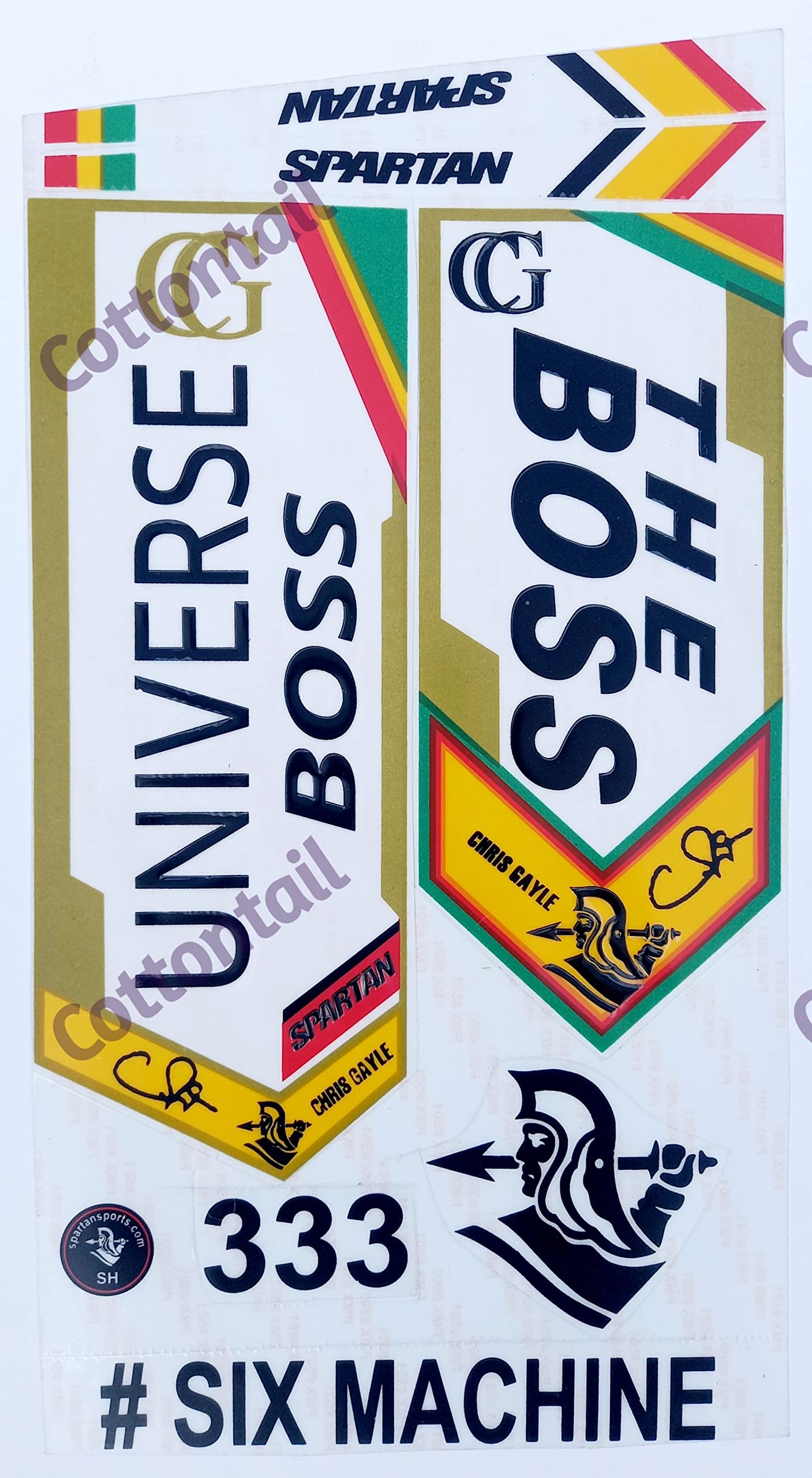 COTTONTAIL | 3D Universe Boss | Chris Gayle Six Machine Edition | English Willow | Embossed Cricket Bat Sticker | Yellow (B09ZKBN7B7) Amazon Price History, Amazon Price Tracker