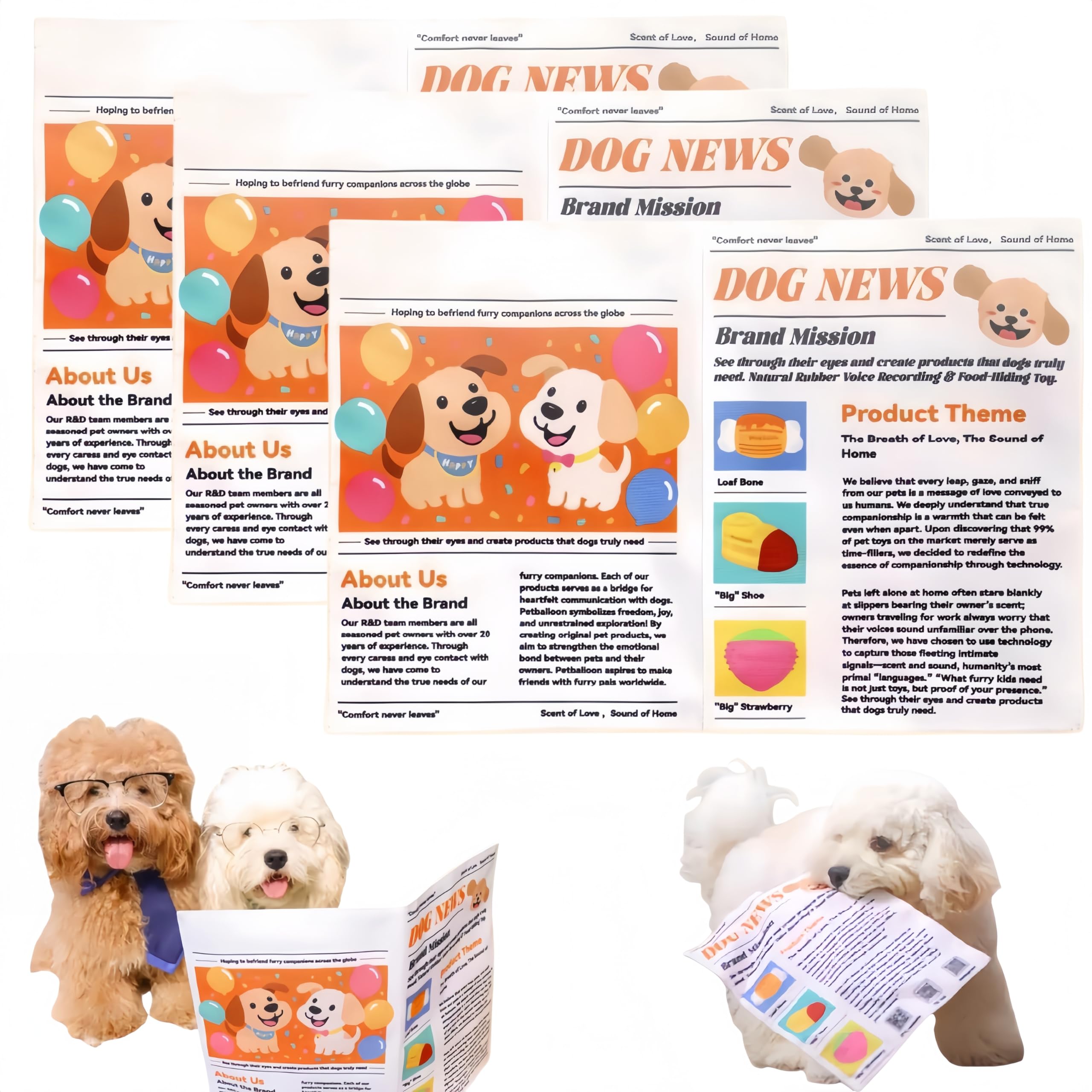 Generico Gioco resistente per cani a forma di giornale (modello 2026) con effetto sonoro crinkle (scricchiolio); lavabile, resistente ai morsi e ideale per cuccioli e cani di taglia (3Pezzo)