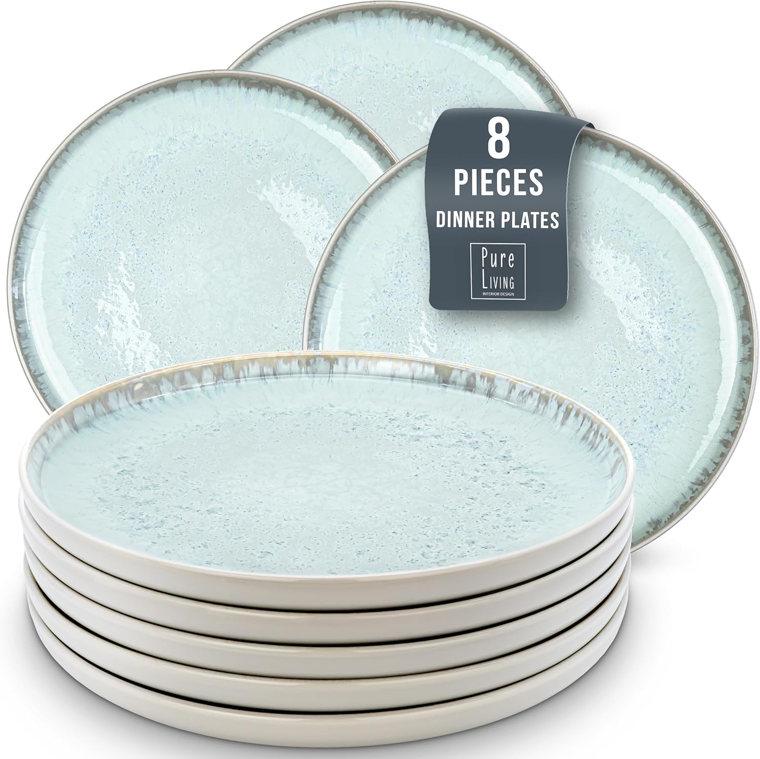 Stoneware Dinner Plates Set of 8, Modern Style Stoneware , 10.2" Ceramic Plates