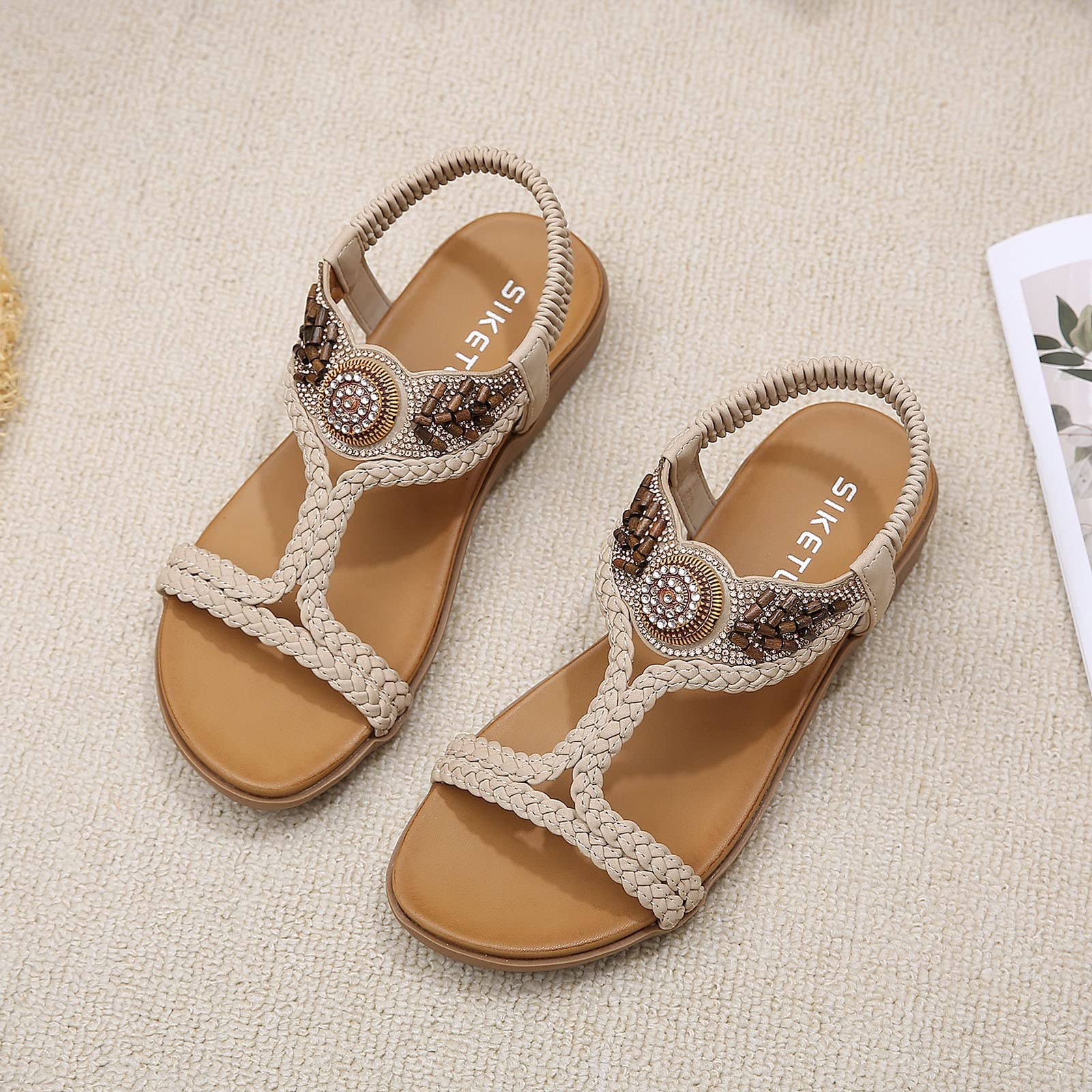 Sandali Platform Donna Zeppe Estive Eleganti Estate Donna Sandali con zeppa bassa con punta Scarpe piatte Comode da spiaggia per Estive Comode Comodi Estivi