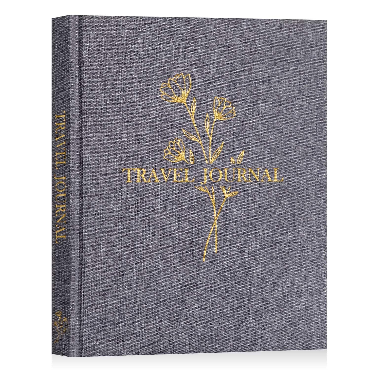 Lanpn Travel Photo Journal Notebook for Women Men Linen Travel Log Diary Scrapbook Memory Book with Prompts