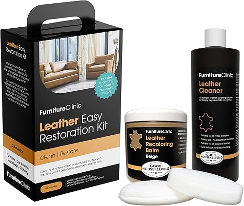 Miniatura 50 de Furniture Clinic - Bálsamo de cuero para recolorar, 16 colores, kit de reparación de cuero para muebles, sofás, asientos de automóvil y más, tinte