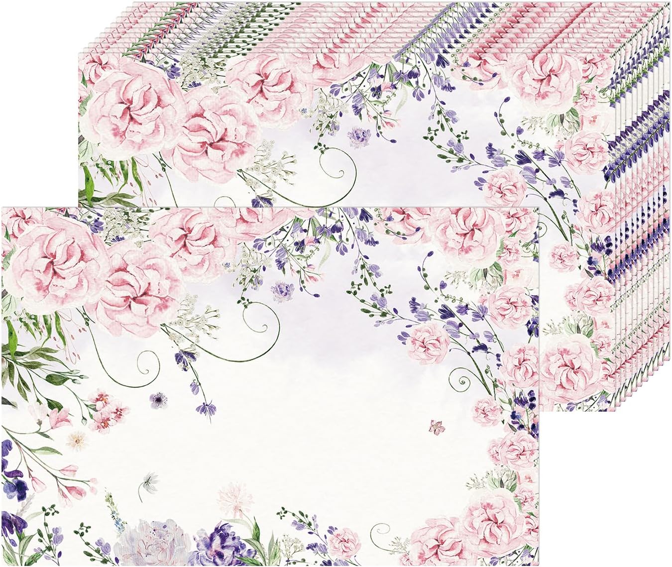Paper Placemats Disposable 50 Pack Watercolor Flower