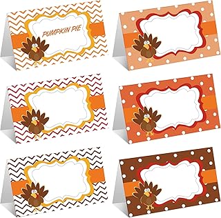 120 Pieces Thanksgiving Table Place Card Thanksgiving Greeting Card Buffet Table Name Place Card Buffet Catering Food Paper Name Card Thanksgiving Food Tag Turkey Label for Thanksgiving Party Supplies