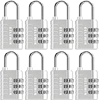 Vista 9 de DELSWIN - Candado de combinación de 4 dígitos pequeño - 4 piezas de candado combinado reajustable para casillero de escuela y gimnasio, exteriores