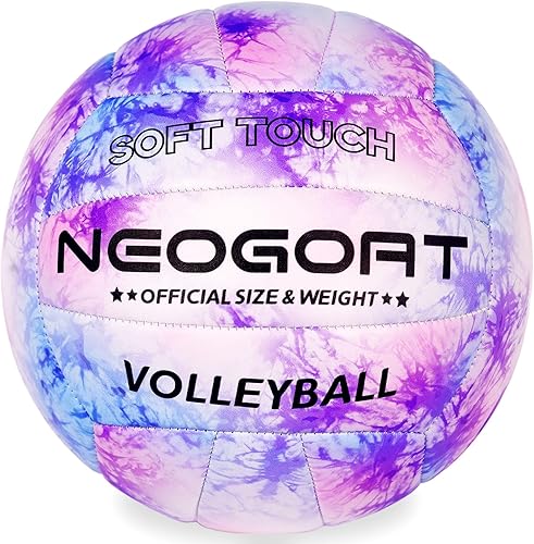 Balón de voleibol morado para playa al aire libre, superficie gruesa de 0.118 pulgadas, piel suave, regalos oficiales de voleibol para jóvenes