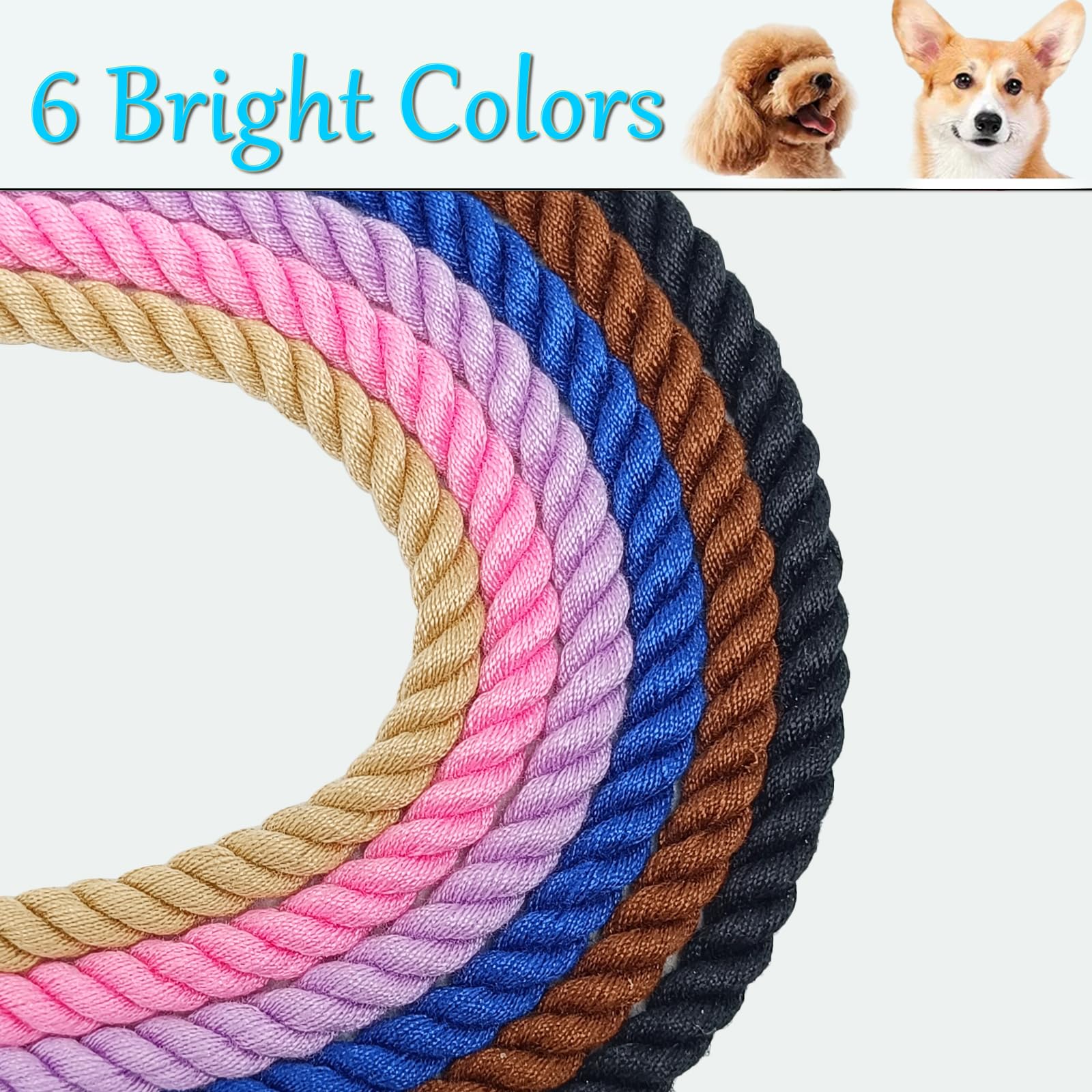 Laisse rose de 1,5 m pour petits chiens – Laisse légère et douce en coton tressé de 0,6 cm pour petites races/chats, promenades quotidiennes, dressage