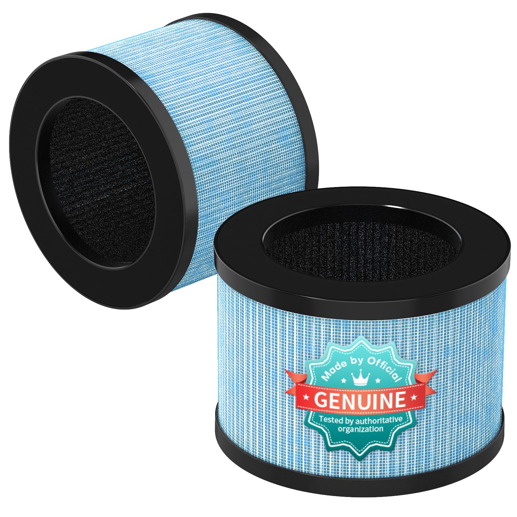 VOOPNU 2-Pack JH12 Replacement Filter, 4-Stage High Efficiency&Activated Carbon, for up to 99.97% of Pet Hair, Smoke, Harmful Particles and Common Household Pollutants, Stander Version, Blue