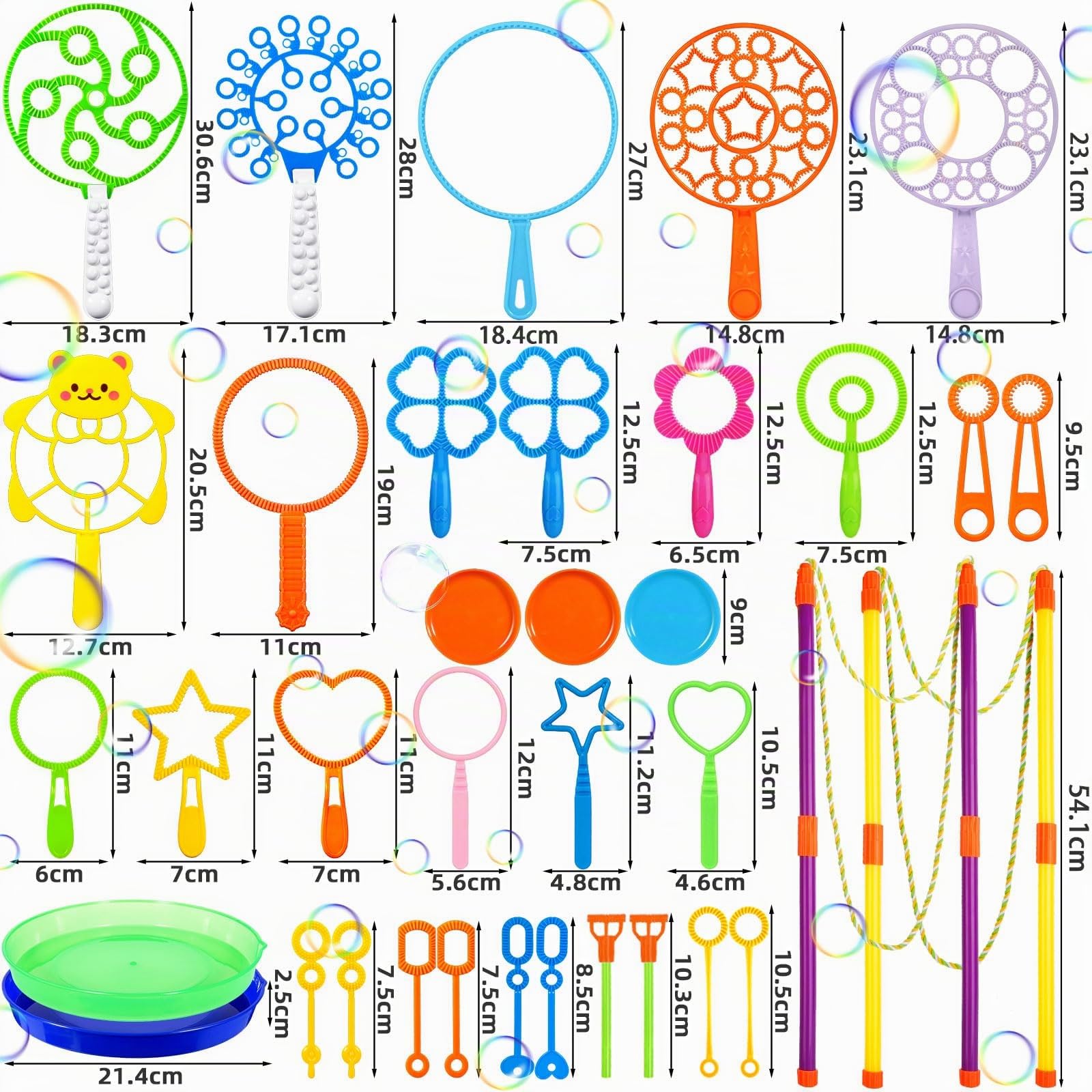 36PCS Kit Bolle di Sapone Giganti per Bambini con Bacchette e Strumenti Creativi – Set Giocattolo Bolle di Sapone per Festa, Compleanno, Matrimonio, Giardino e Giochi all'Aperto