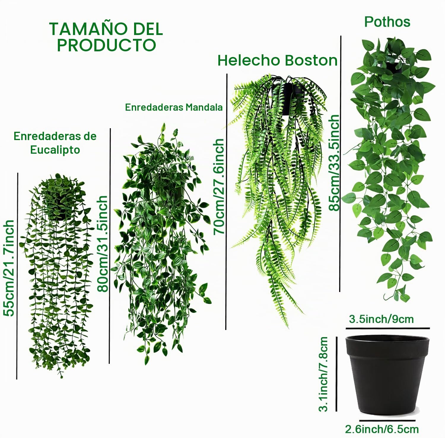 4 Piezas Plantas Artificiales Colgantes en Maceta Plantas Falsas