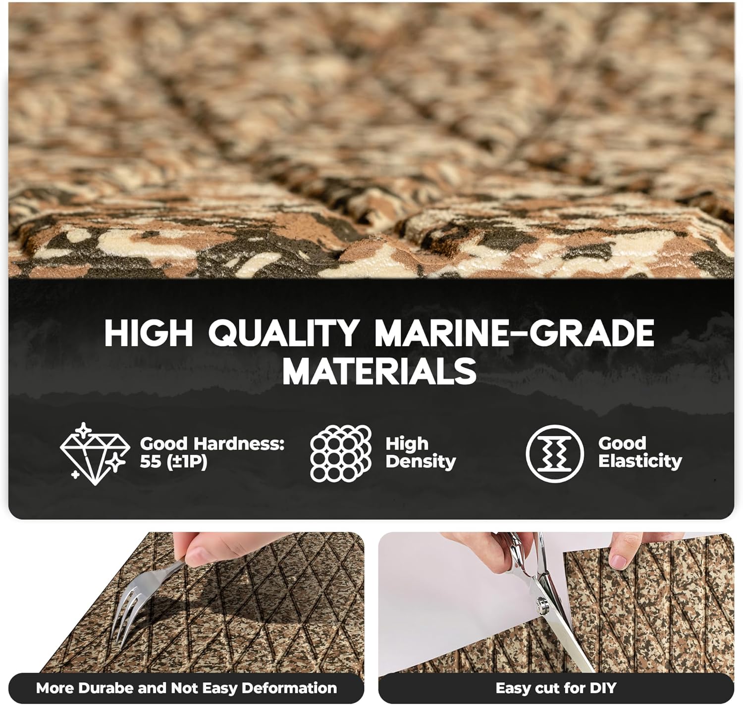 FOCEAN EVA Foam Boat Flooring, Sea Vinyl Decking Camo Deck Mats with self Adhesive for Bass Boats Pontoon Boats Jon Boats RV Yacht Kayak Surfboard Floor