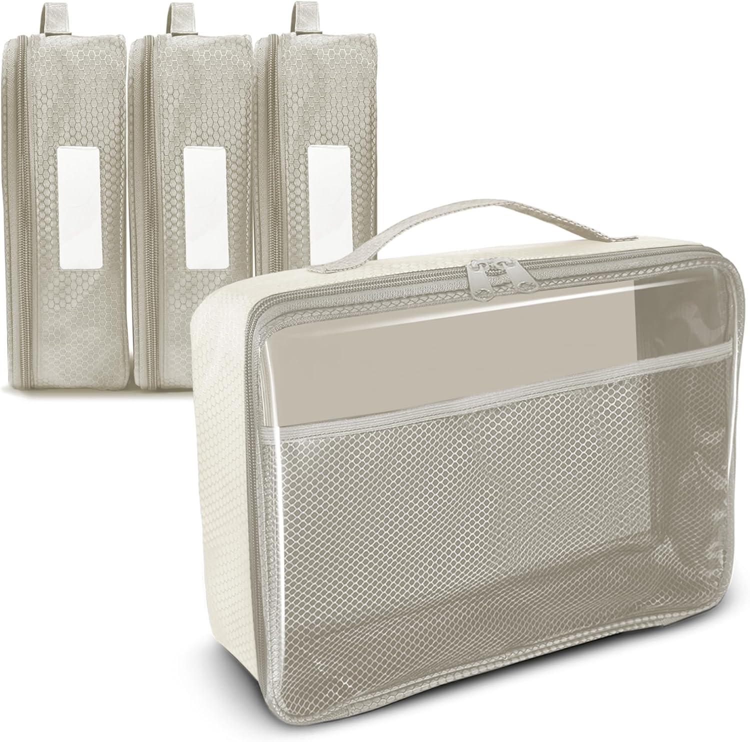 XL beige toy storage bags for onthego toy organization