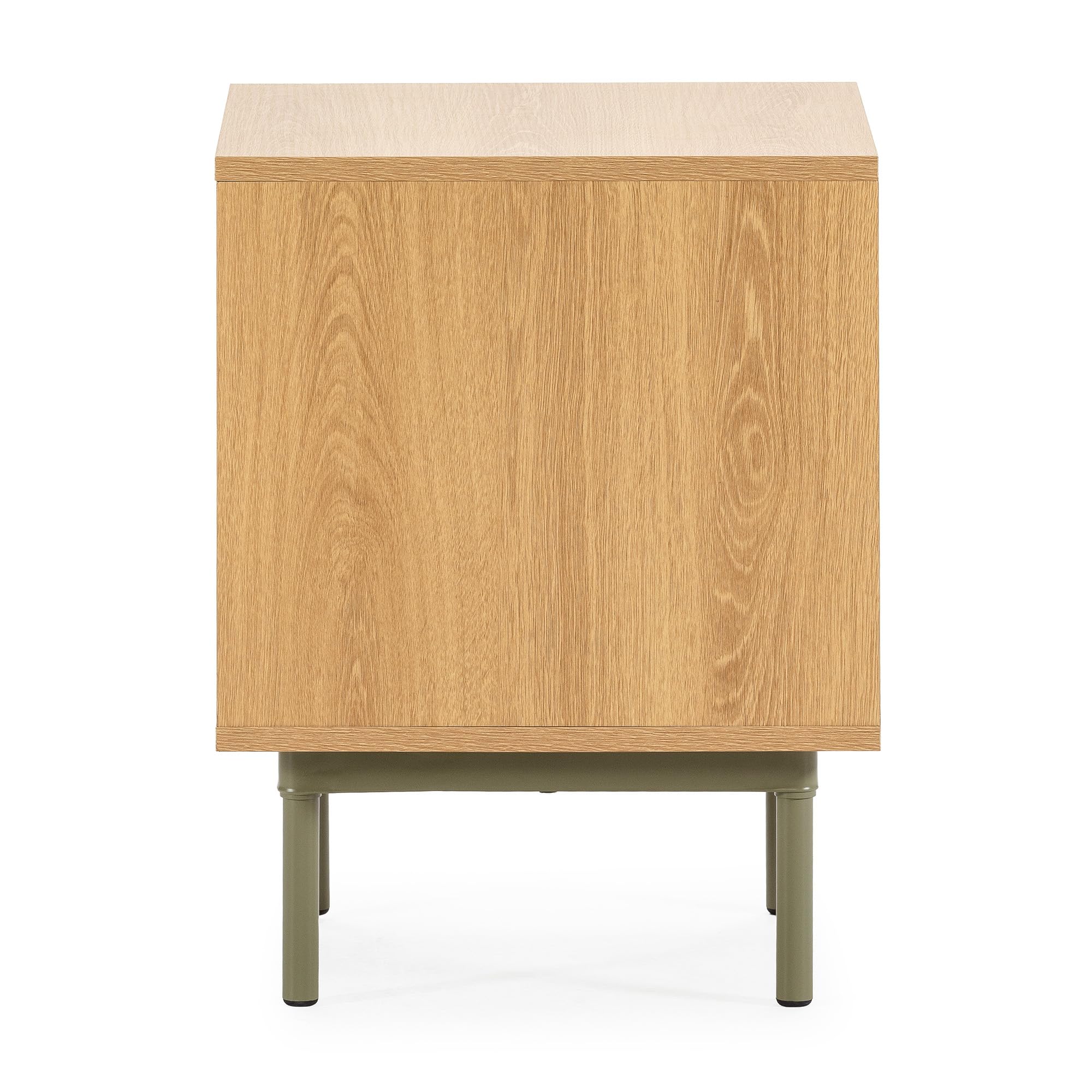 HOMN LIVING Mesita de Noche Cuzco 2 cajones Color Roble/Verde, 40 cm (Ancho) 40 cm (Profundo) 52 cm (Altura)