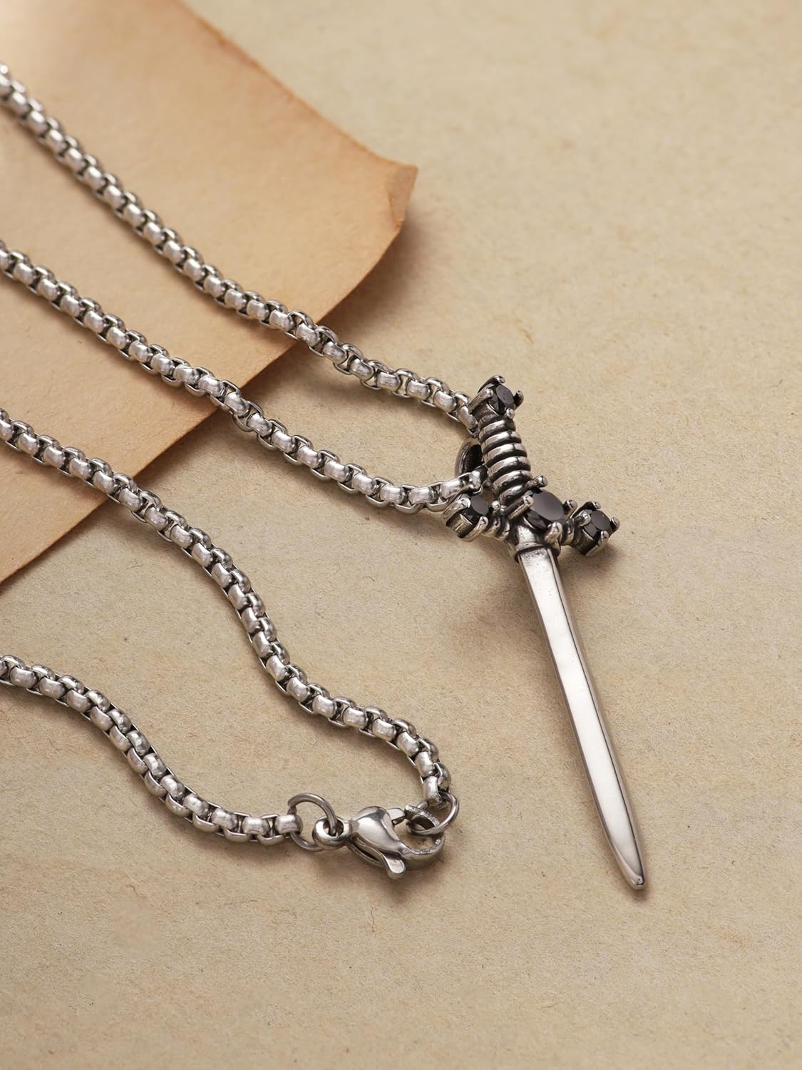 Sacina Gothic Silver-tone Sword Necklace, Gothic Punk Grunge Emo Necklace, Goth Jewelry, Halloween Christmas Jewelry Gift For Women - Image 5