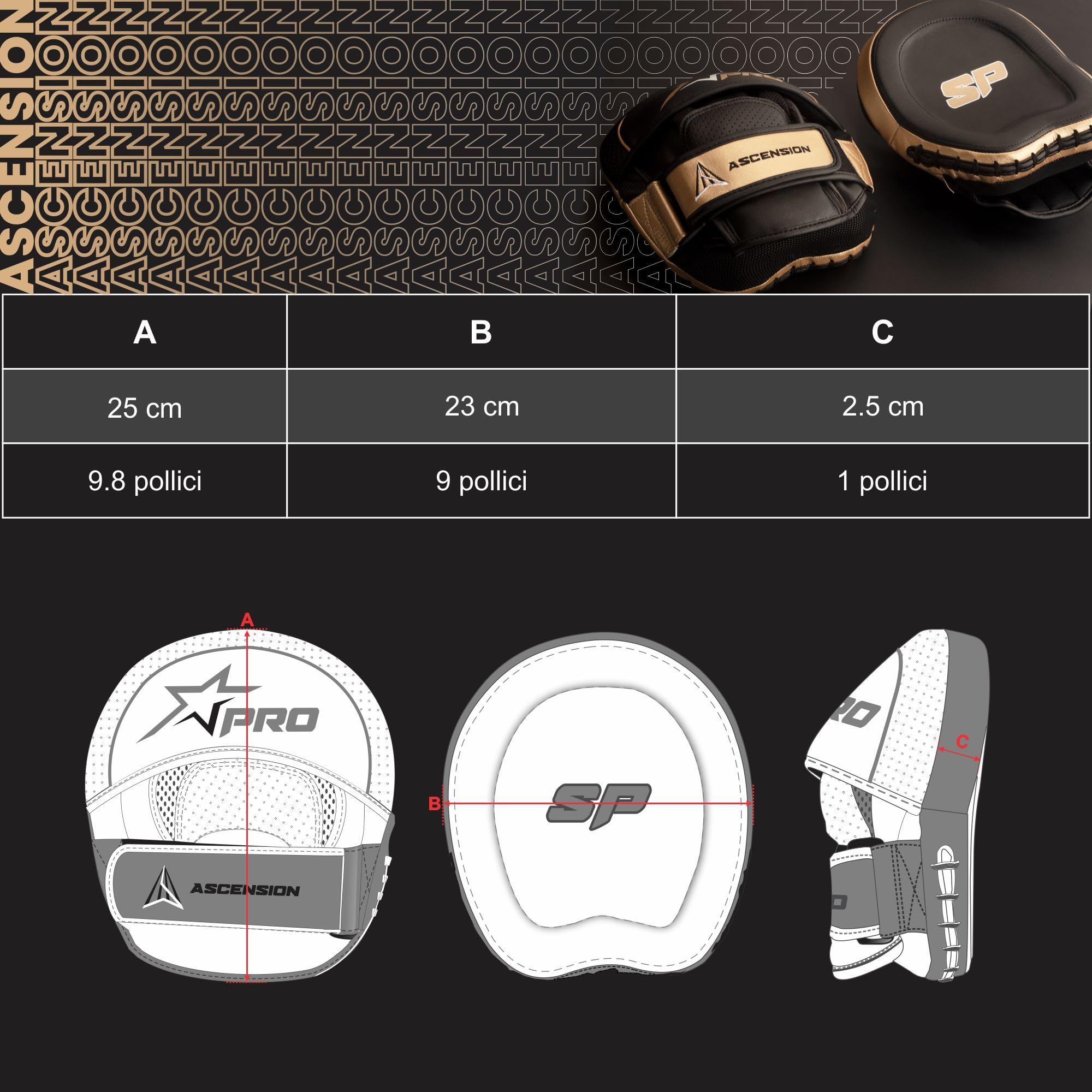 Starpro Premier Hook n' Jab Precision Focus Mitts | Wysokiej jakości skóra bydlęca | Marron i czarny, podkładki do coachingu dokładności w boksie, MMA, kickboxingu, sztukach walki, muay thai i