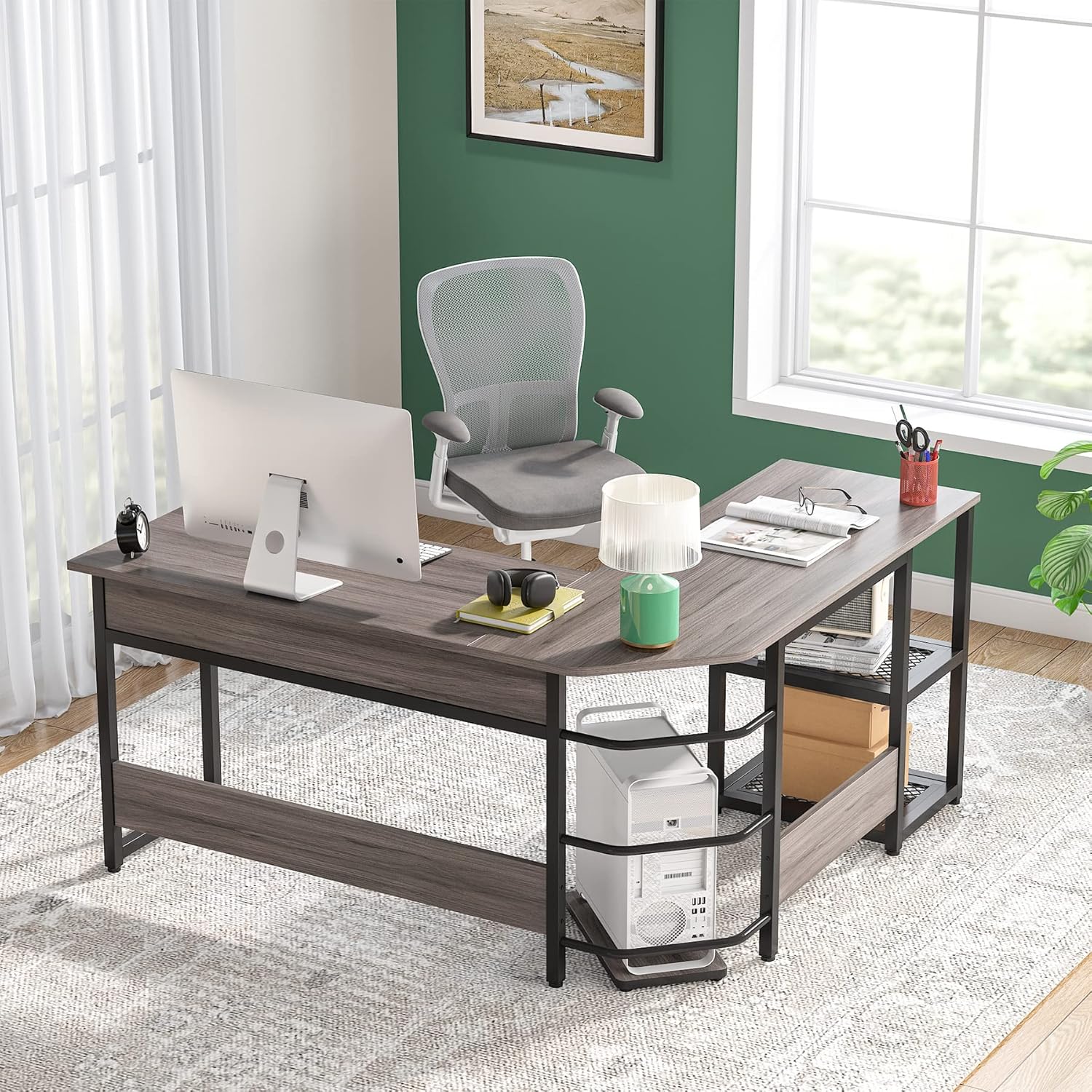 Buy Tribesigns L Shaped Desk with Lift Top, Modern Sit to Stand Corner