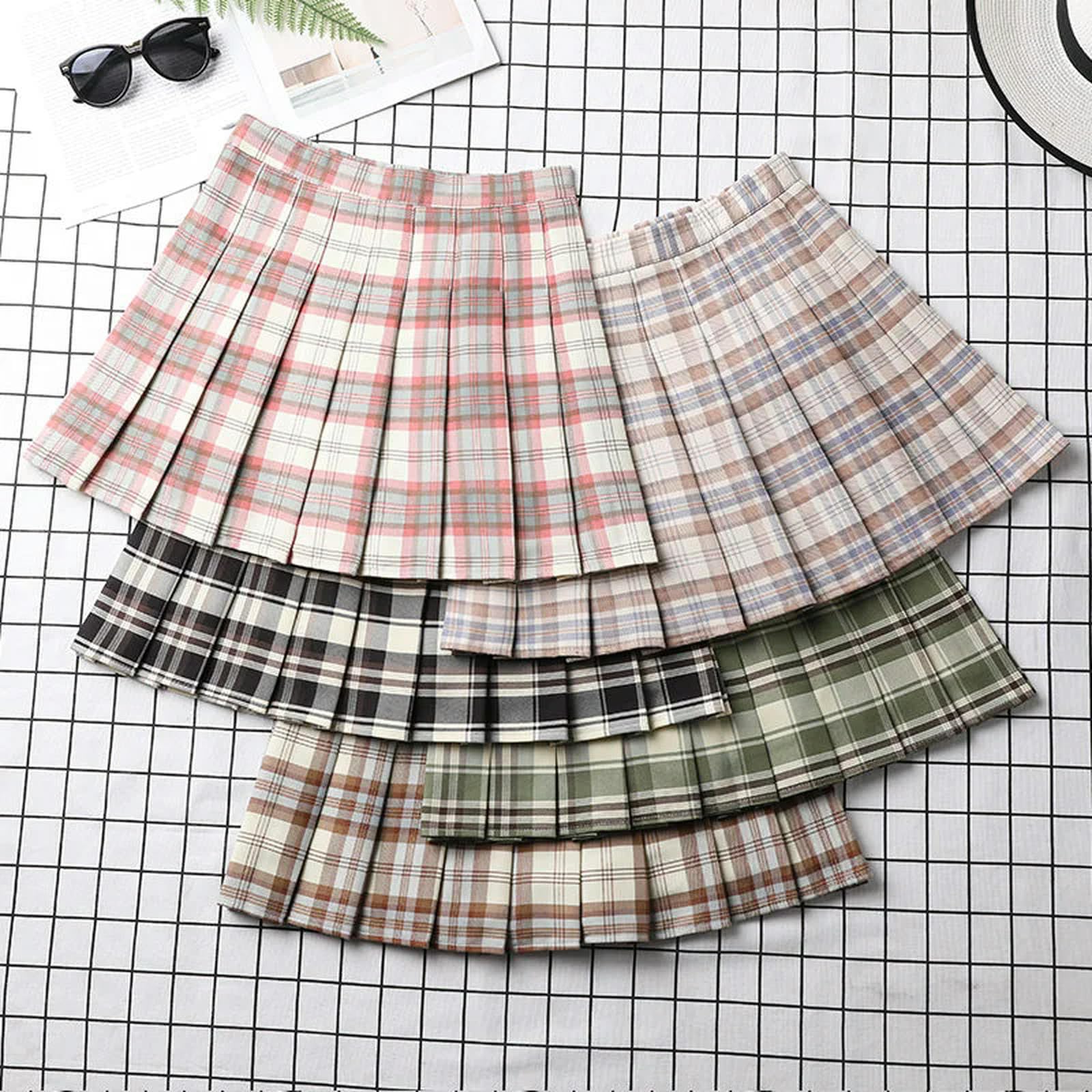 Czarna spódnica plisowana spódnica letnia odzież damska wiosna moda styl preppy styl uczennica mundurek trapezowy mini spódnice