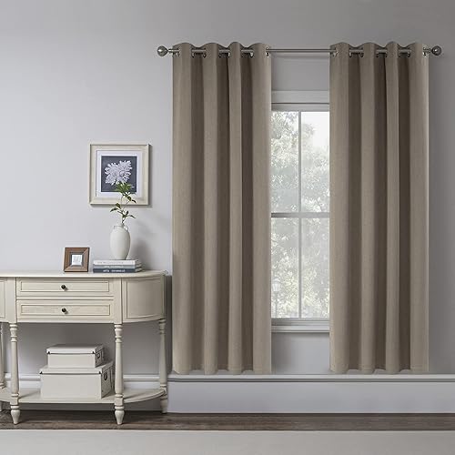 Miniatura 7 de Cortinas opacas con textura de lino para dormitorio, ahorro de energía, con aislamiento térmico y ojales antioxidantes, para sala de estar (2