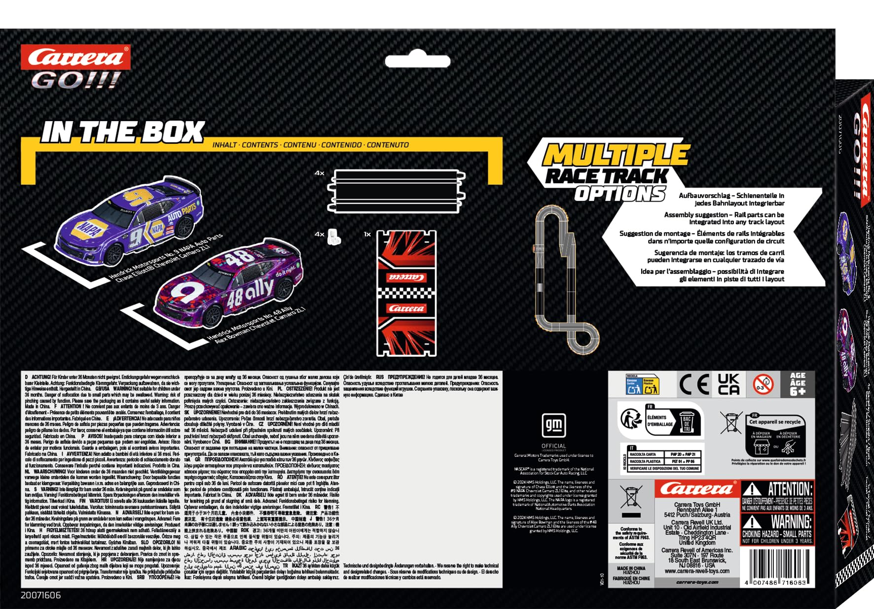 Carrera GO!!! Track Extension Pack, NASCAR Racer, 1.3 Metres, 4 Straight Sections and Tunnel Section, Red, White, Black - Image 2