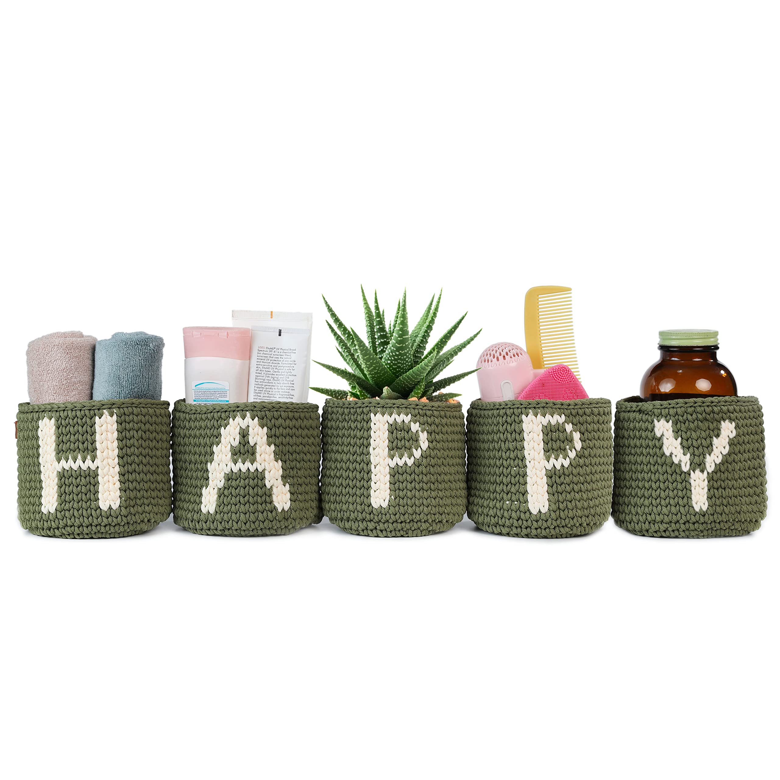 Kleafs Set 5 ?of Handmade Hanging Storage Basket, wall hanging