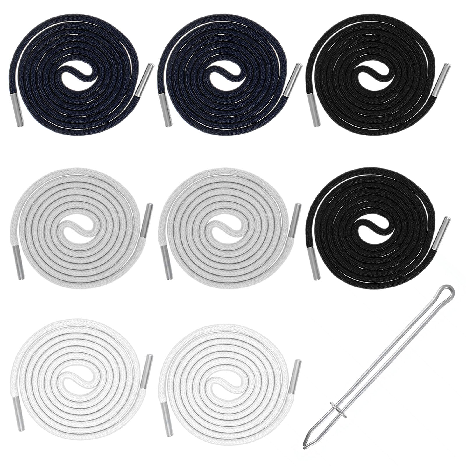 LIQWEI 8Pcs Drawstring Cord, Drawstring Replacement, Hoodie Strings Long Drawstrings Threader, Waist Drawstrings Cord for Jackets Sweatshirts Sports Trousers Pants Shoes Coats