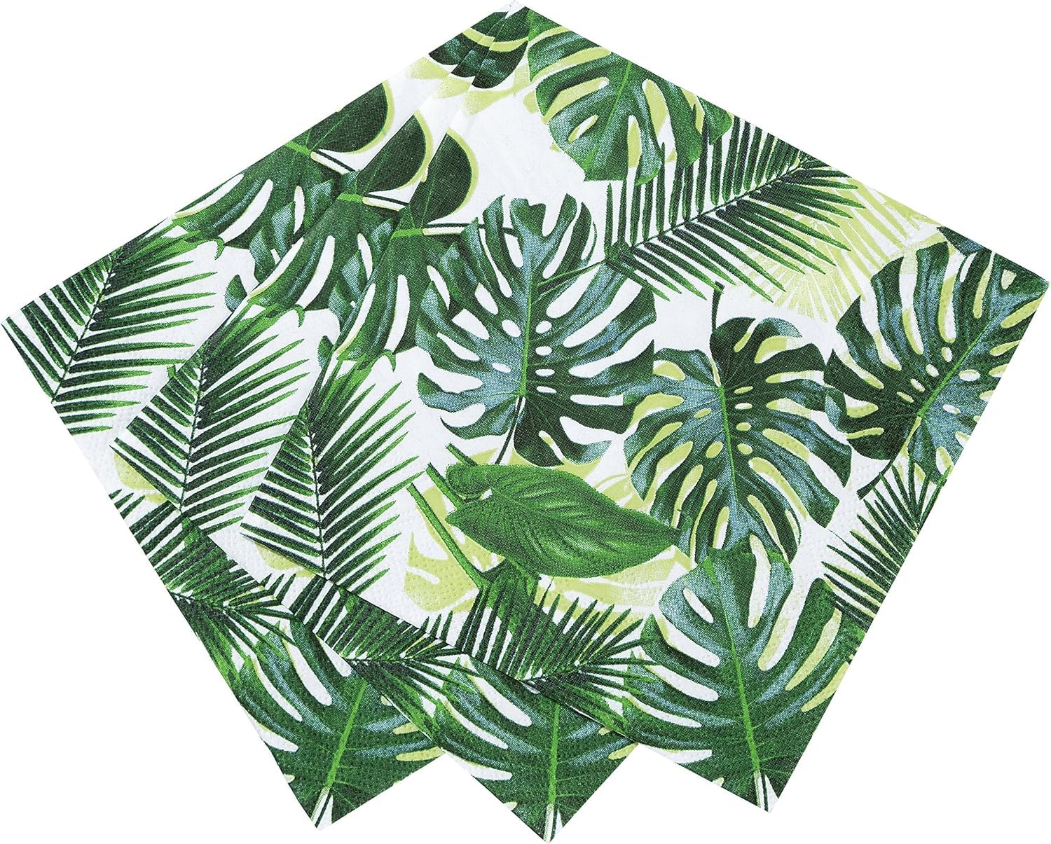 Talking Tables Pack of 20 Tropical Cocktail Napkins Paper Palm Leaf Serviettes for Kid's Jungle Party, Hawaiian Theme, Luau, Summer, Picnic, Decoupage