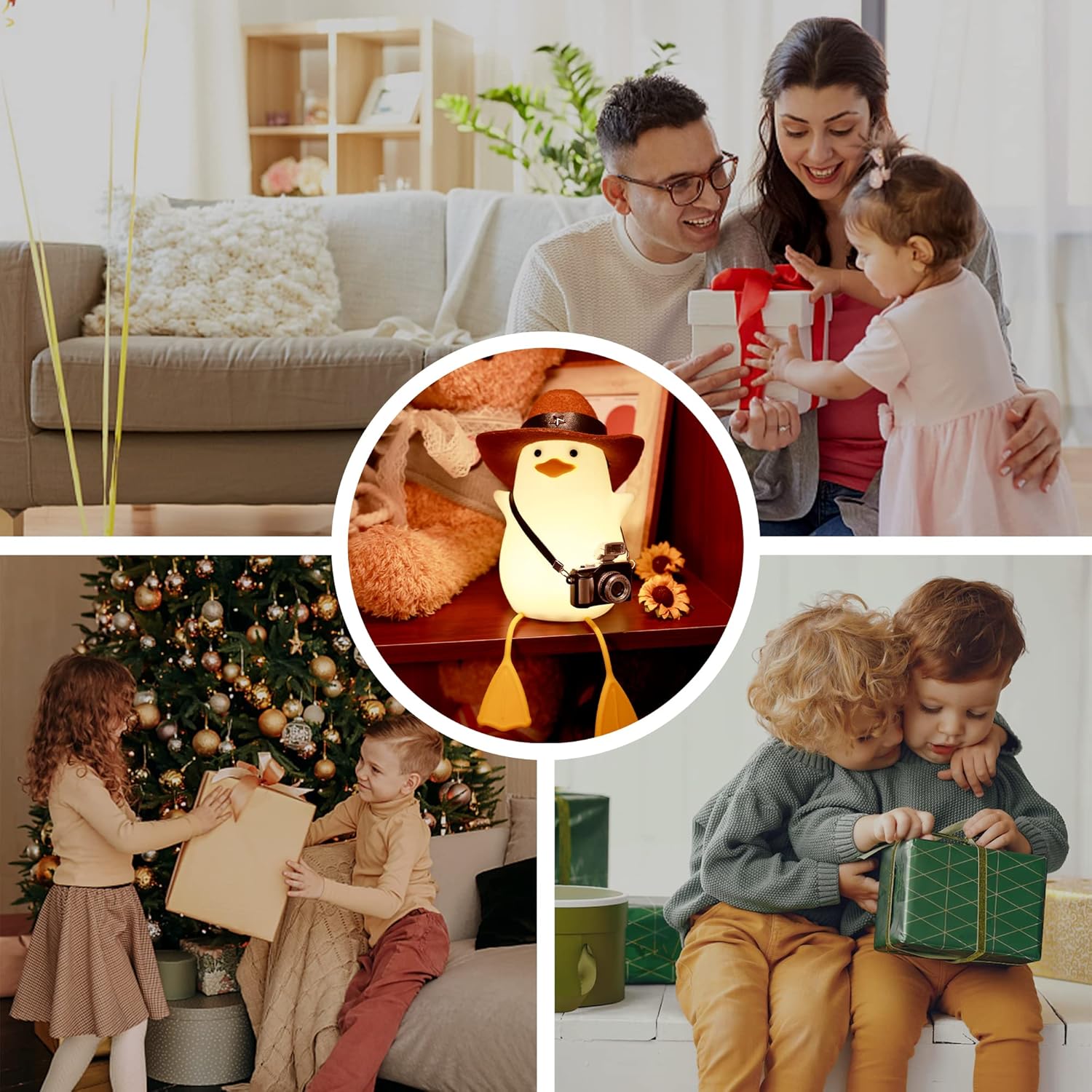 Anywin Duck Night Light for Kids, Cute Benson Ducks Gifts, Squishy Touch Silicone Animal Nursery Bedside Lamp Goose Gifts, Dimmer & Rechargeable, Birthday Gifts for Boys Girls Women Teens(Cowboy Duck)