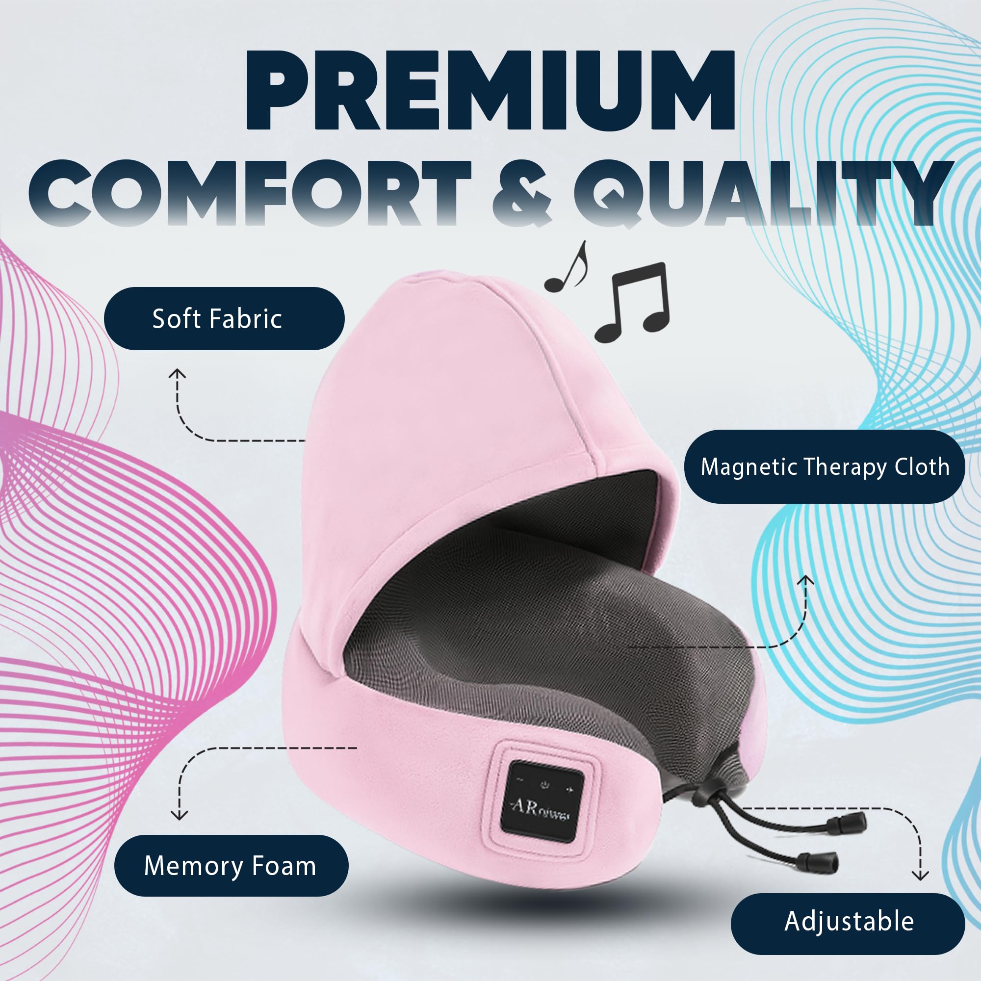 Almohada semicircular para el cuello con capucha y altavoz Bluetooth inalámbrico, apto para avión, coche, oficina y campamento al aire libre para dormir, descansar, los mejores artículos