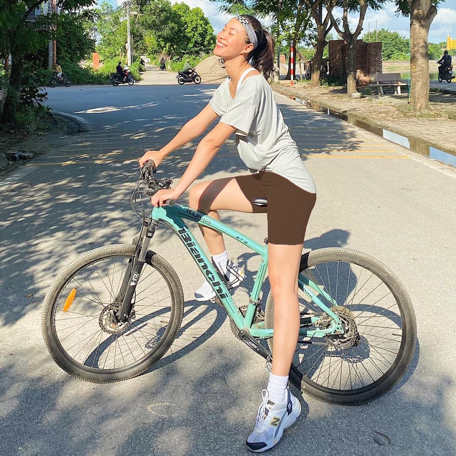 FULLSOFT 4 Pack Biker Shorts for Women with Pockets – 5" High Waisted Tummy Control Workout Yoga Running Gym Tennis Shorts